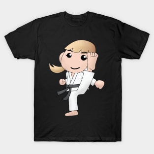 Karate Girl Kick Kawaii Cute Anime Cartoon Character T-Shirt